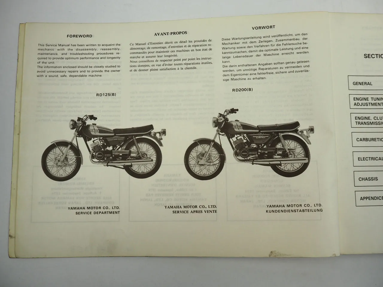 Yamaha RD125 RD200 B C C-DX DX Werkstatthandbuch Service Manual 1979