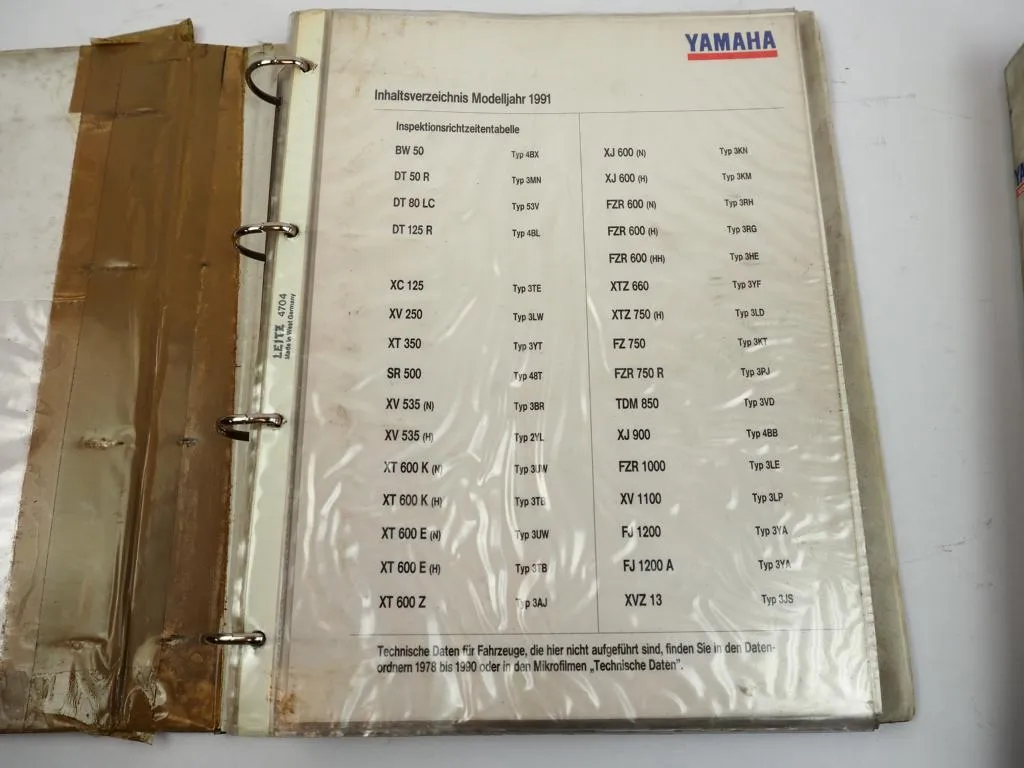 Yamaha Service Daten 58 Inspektionsblätter 1990 1991 Zweirad Inspektionsblatt