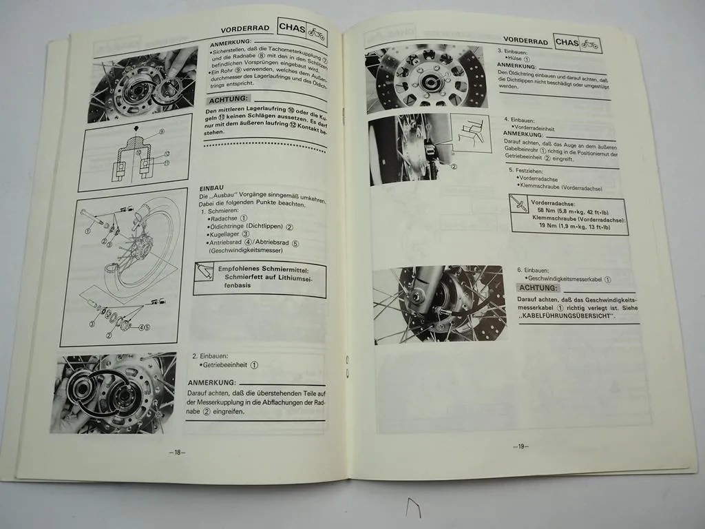 Yamaha SR125 1992 - 1996 Ergänzung zur Wartungsanleitung Werkstatthandbuch 1982