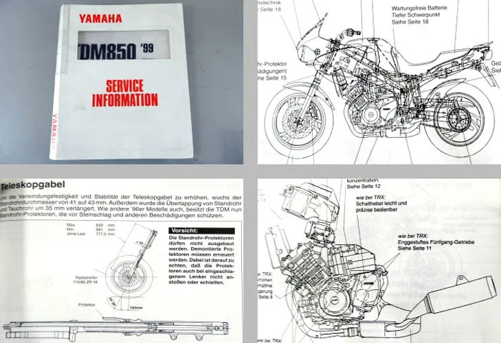 Yamaha TDM850 4TX 1996 -1999 Service Information + Wartungsanleitungen