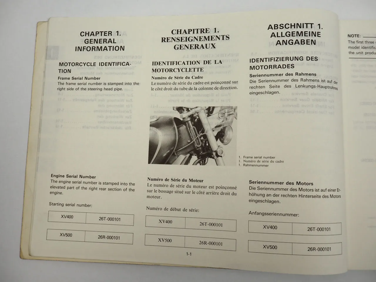 Yamaha XV400 26T XV550 26R Werkstatthandbuch Reparaturanleitung 03/1983