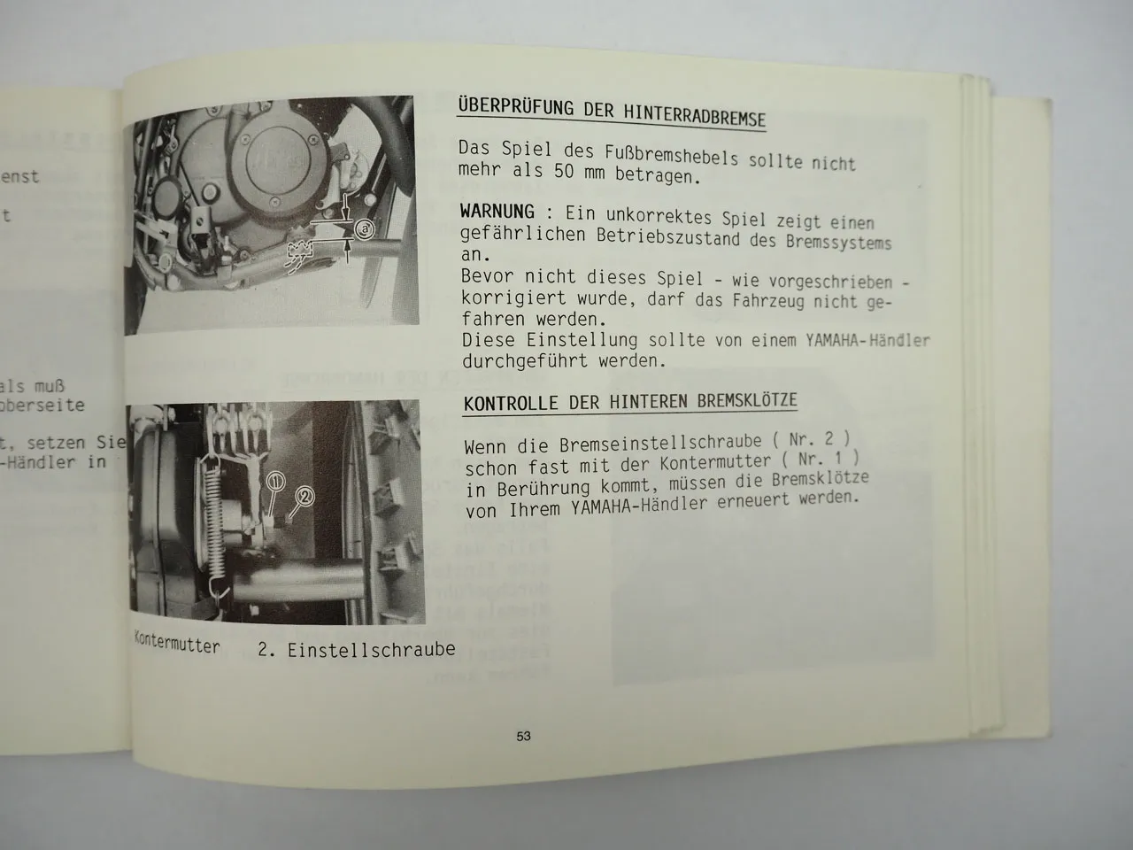 Yamaha YFM225S Quad 59V Bedienungsanleitung Betriebsanleitung 1987