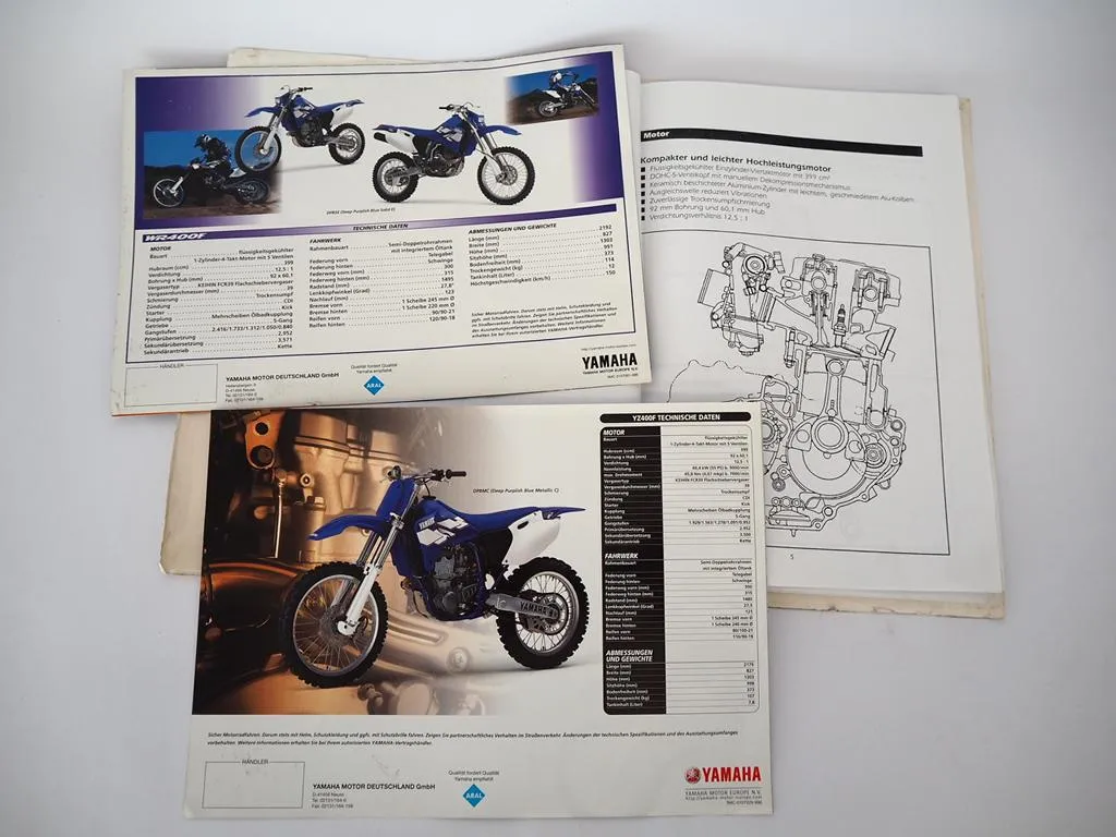 Yamaha YZ400F Motorrad Kundendienst Schulung Prospekt 1998/99