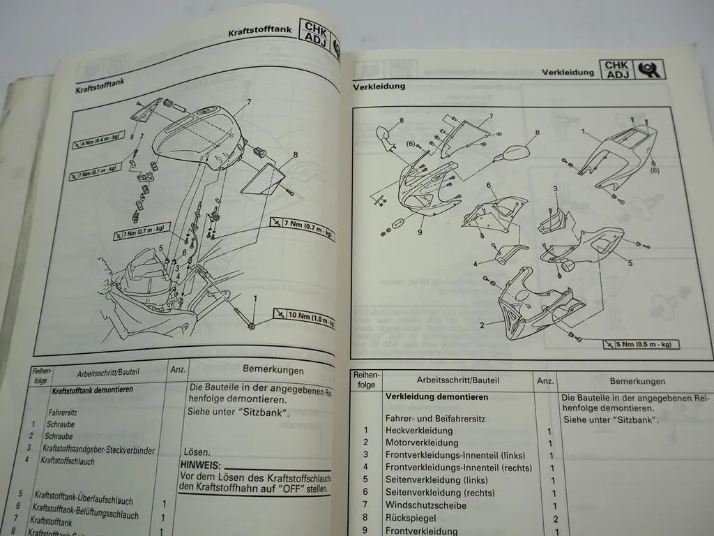 Yamaha YZF R1 Werkstatthandbuch Reparaturanleitung Wartungsanleitung 1998