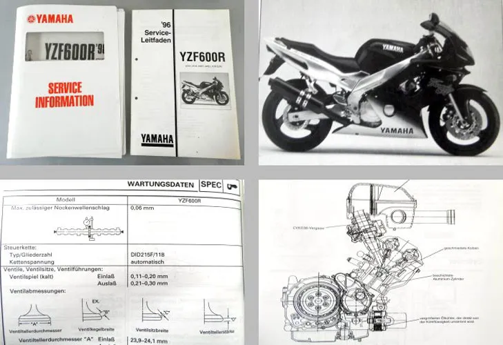 Yamaha YZF600R 4TV 1996 - 1998 Service Information + Wartungsanleitungen