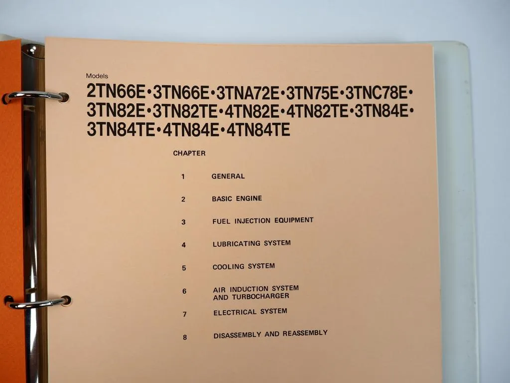 Yanmar TN series Diesel Engine Service Manual Werkstatthandbuch 1989