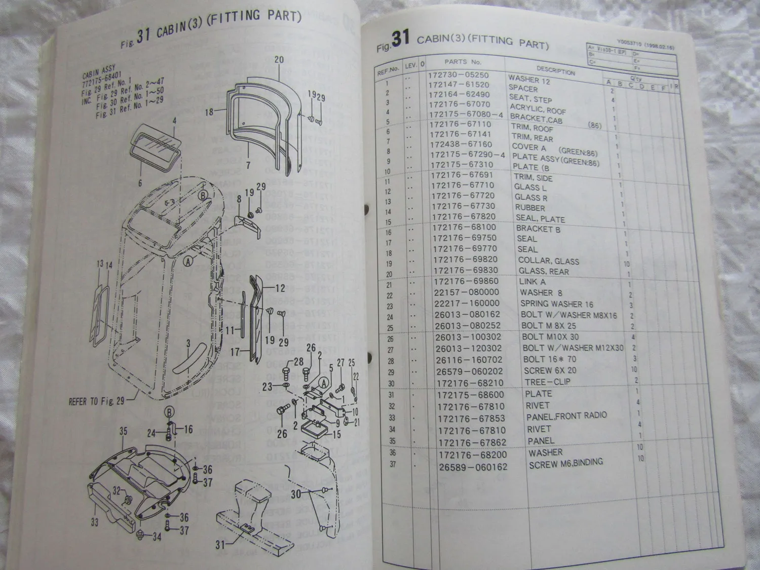 Yanmar ViO30 Bedienung Betriebsanleitung Ersatzteilliste in engl. Parts List