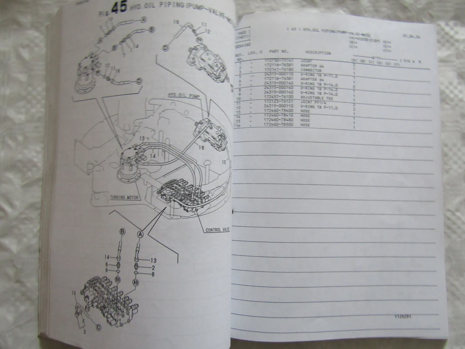 Yanmar ViO55 ViO50-2 Crawler Backhoe Spare Parts List Catalog 4/2001