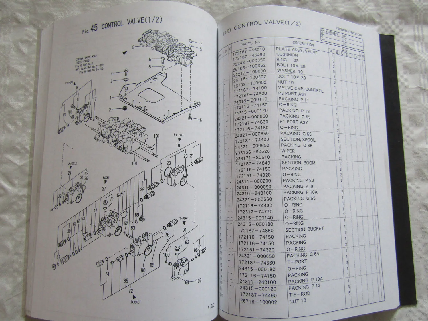 Yanmar ViO70 Crawler Backhoe Parts List Ersatzteilliste in englisch 2/1997