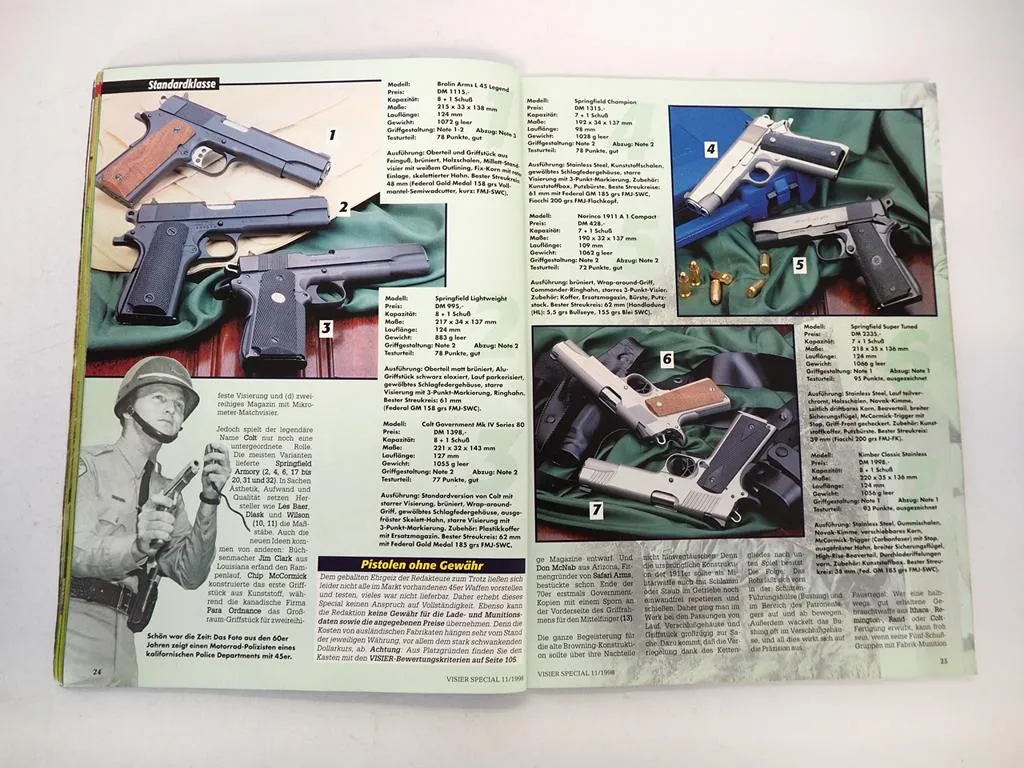 Zeitschrift Visier Special Waffen Sonderheft Nr. 11 Pistolen Kaliber .45ACP 1998