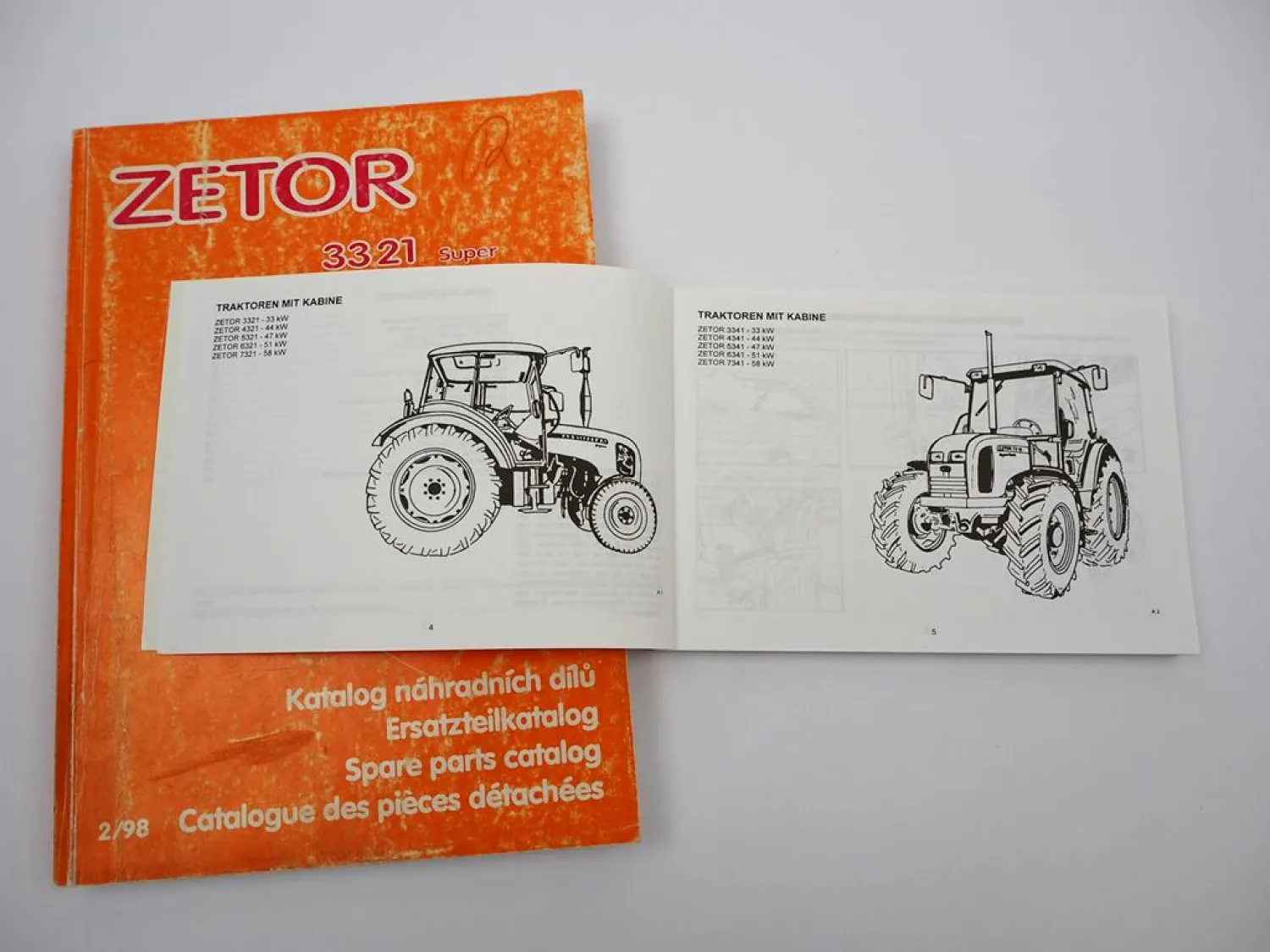 Zetor 3321 - 7321 3341 - 7341 Super Turbo Betriebsanleitung Ersatzteilliste 1998