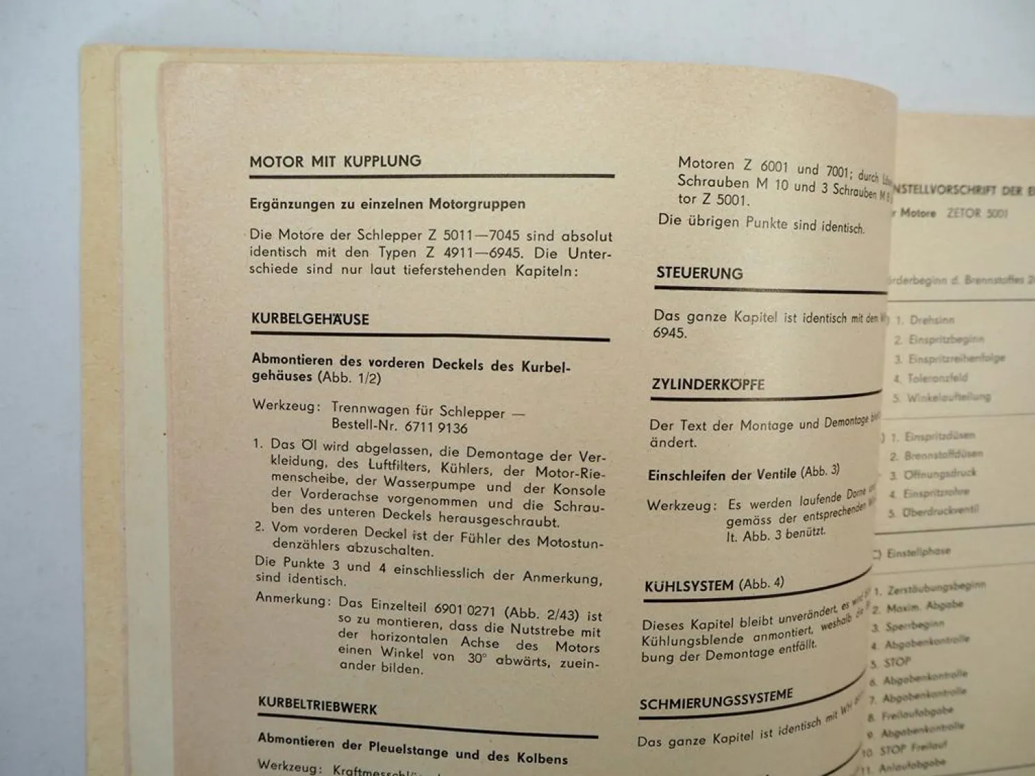 Zetor 5011 6011 6045 7011 7045 Ersatzteilliste Ergänzung Werkstatthandbuch 80/82