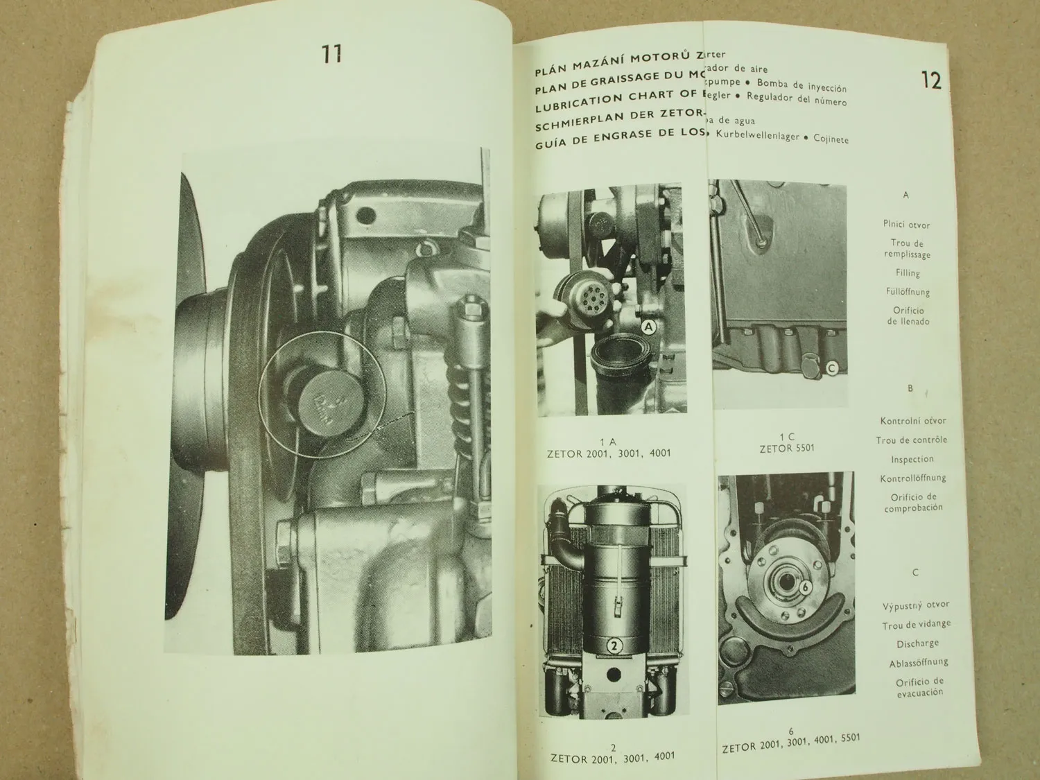 Zetor 5501 4001 3001 2001 Motoren Bildteil Bedienungsanleitung Wartung