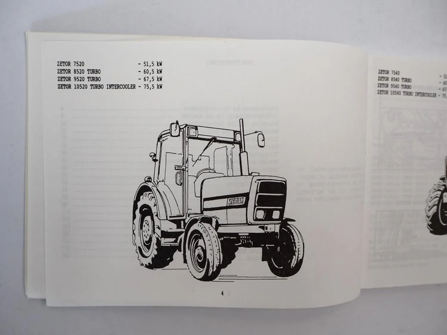 Zetor 7520 7540 8520 8540 9520 9540 10520 10540 Turbo Betriebsanleitung 1995