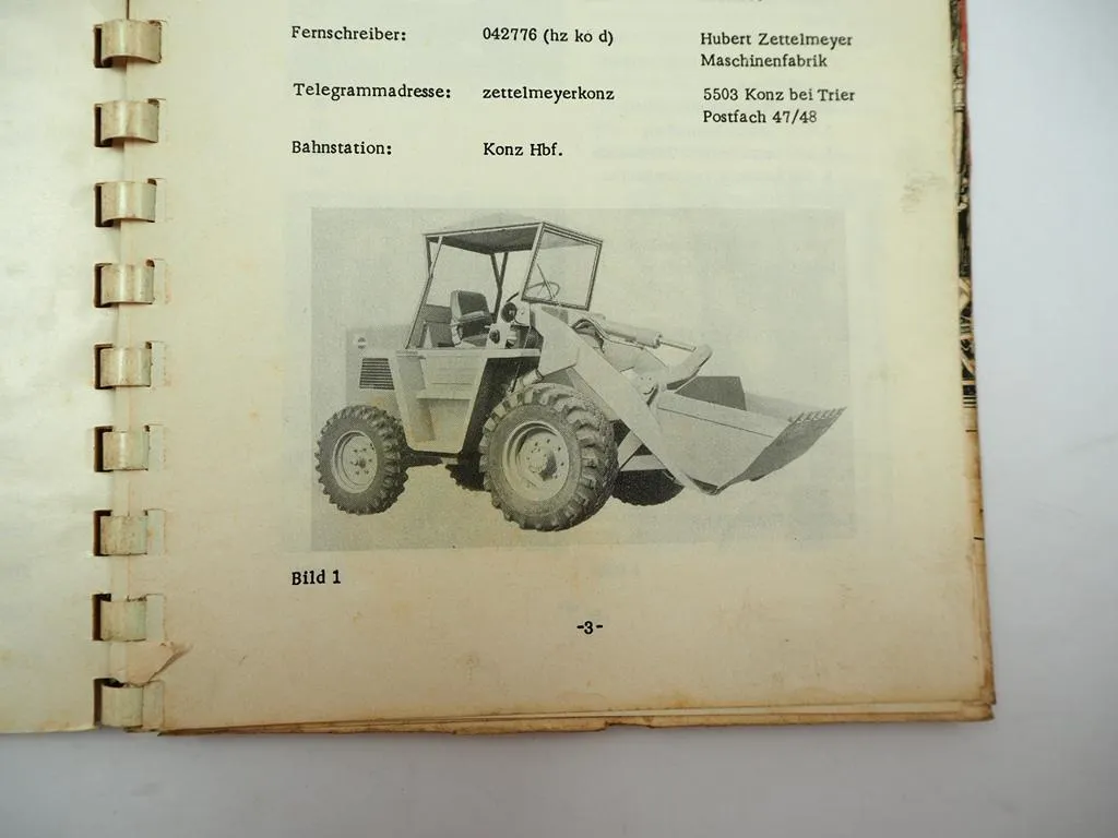 Zettelmeyer Europ L500 Lader Betriebsanleitung Bedienungsanleitung