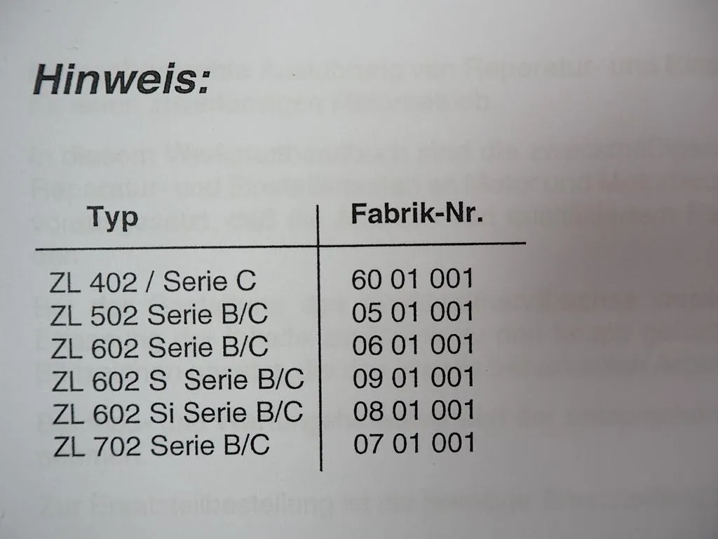 Zettelmeyer ZL 402 502 602 702 B/C Deutz F3L BF4L 1011 F Motor Werkstatthandbuch