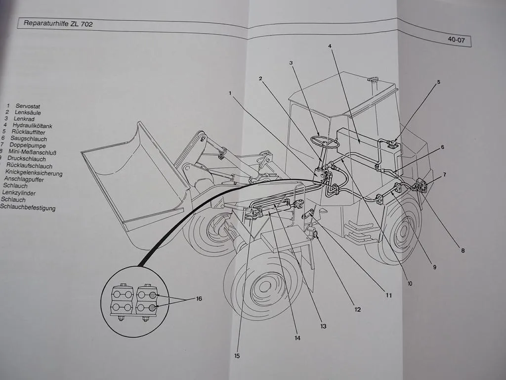 Zettelmeyer ZL 702 Reparaturhilfe Gr. 40 Lenkanlage Lenkung Werkstatthandbuch