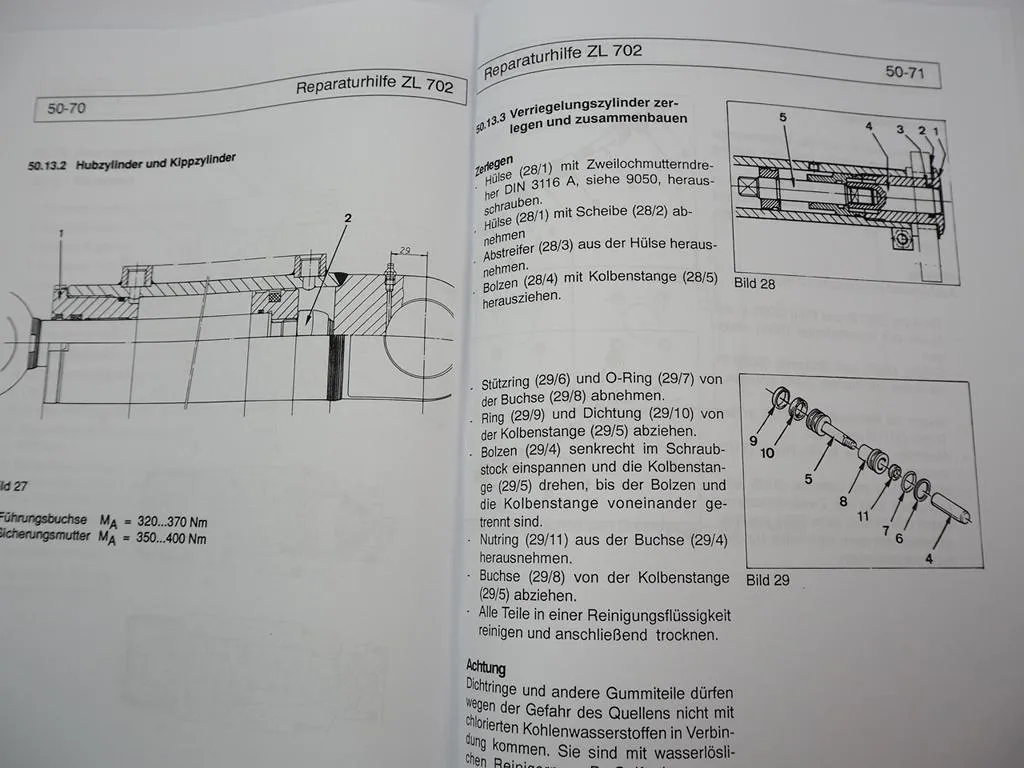 Zettelmeyer ZL 702 Reparaturhilfe Gr. 50 Hydraulische Anlage Hydraulik Werkstatthandbuch