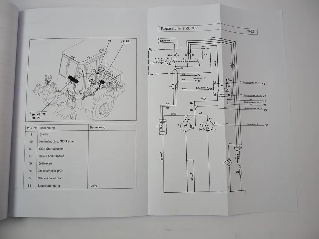 Zettelmeyer ZL 702 Reparaturhilfe Gr. 70 Elektrische Anlage Schaltpläne Werkstatthandbuch