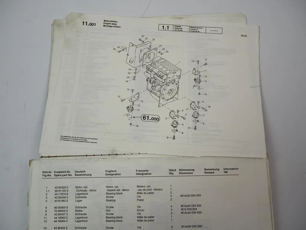 Zettelmeyer ZL602 Radlader Ersatzteilliste Spare Parts List 1993