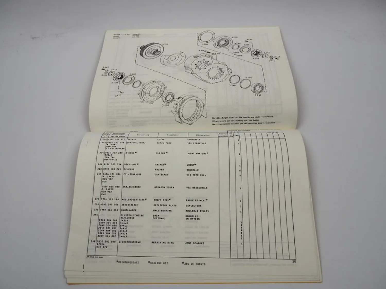 ZF 2AVG 110 Achsverteilergetriebe Ersatzteilliste Liebherr Parts List 04/1991