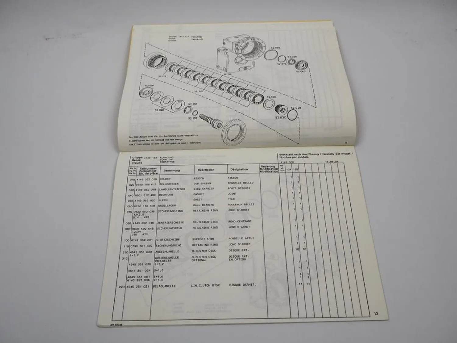 ZF 2HL 100 Achsverteilergetriebe Ersatzteilliste Liebherr Parts List 06/1994