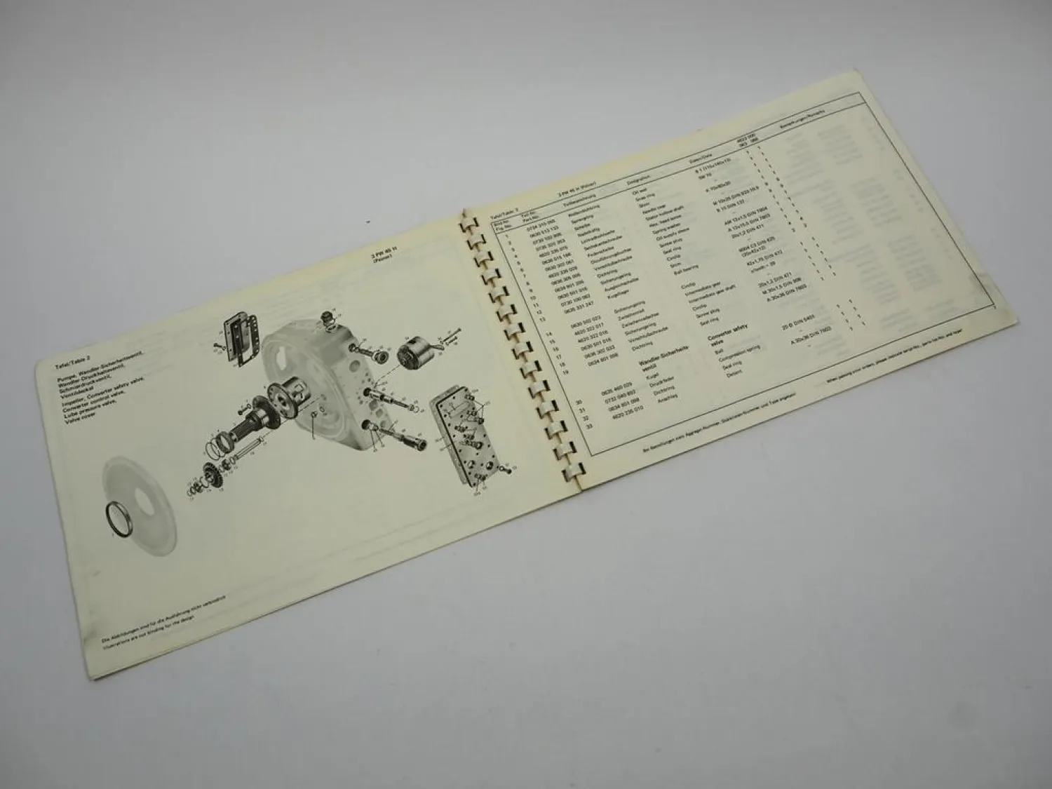 ZF 3 PW 45 H Hydromedia Wendegetriebe Ersatzteilliste Peiner Parts List 1977