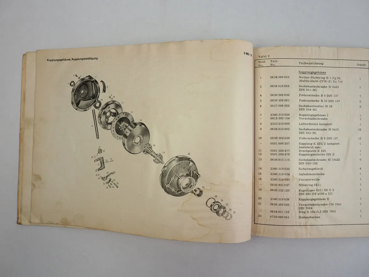 ZF 3MD-16 Mähdrescher Getriebe Ködel Böhm Bedienungsanleitung Ersatzteilliste