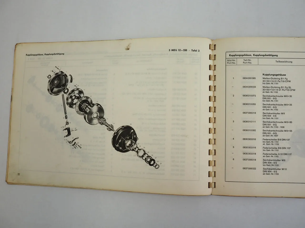 ZF 3MDS12-550 Mähdrescher Getriebe Ködel Böhm Betriebsanleitung Ersatzteilliste
