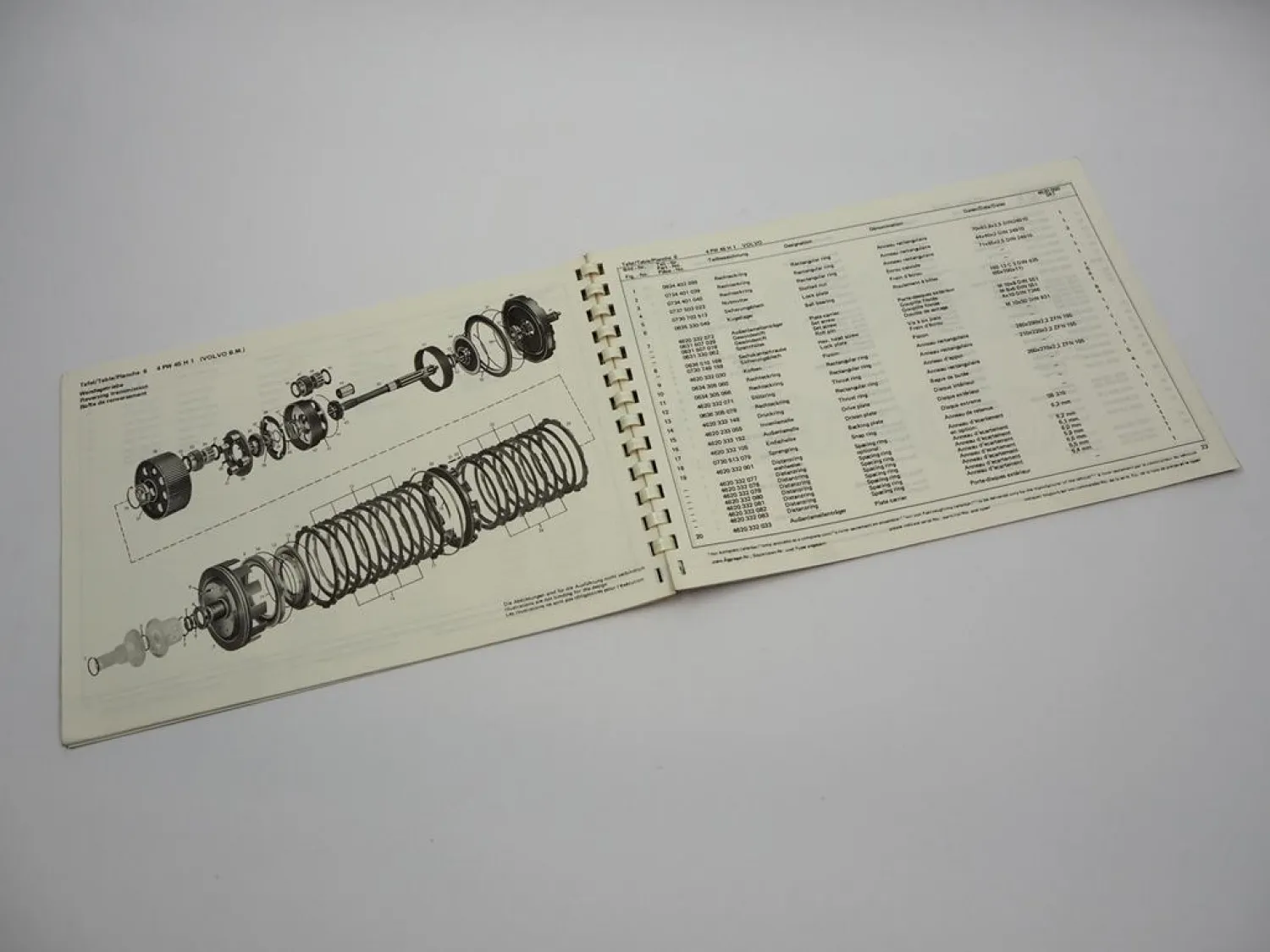 ZF 4 PW 45 H1 Hydromedia Wendegetriebe Ersatzteilliste Volvo B.M. Parts List 78