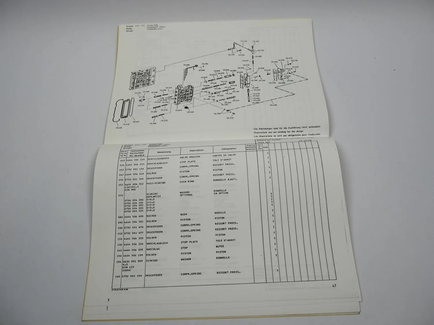 ZF 4 WG-200 Hydromedia Getriebe Ersatzteilliste Fiat Geotech Parts List 10/1990