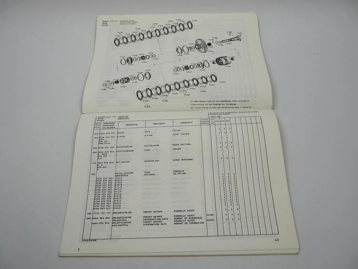 ZF 4WG-180 Hydromedia Getriebe Ersatzteilliste Kaelble Zettelmeyer Parts List 91