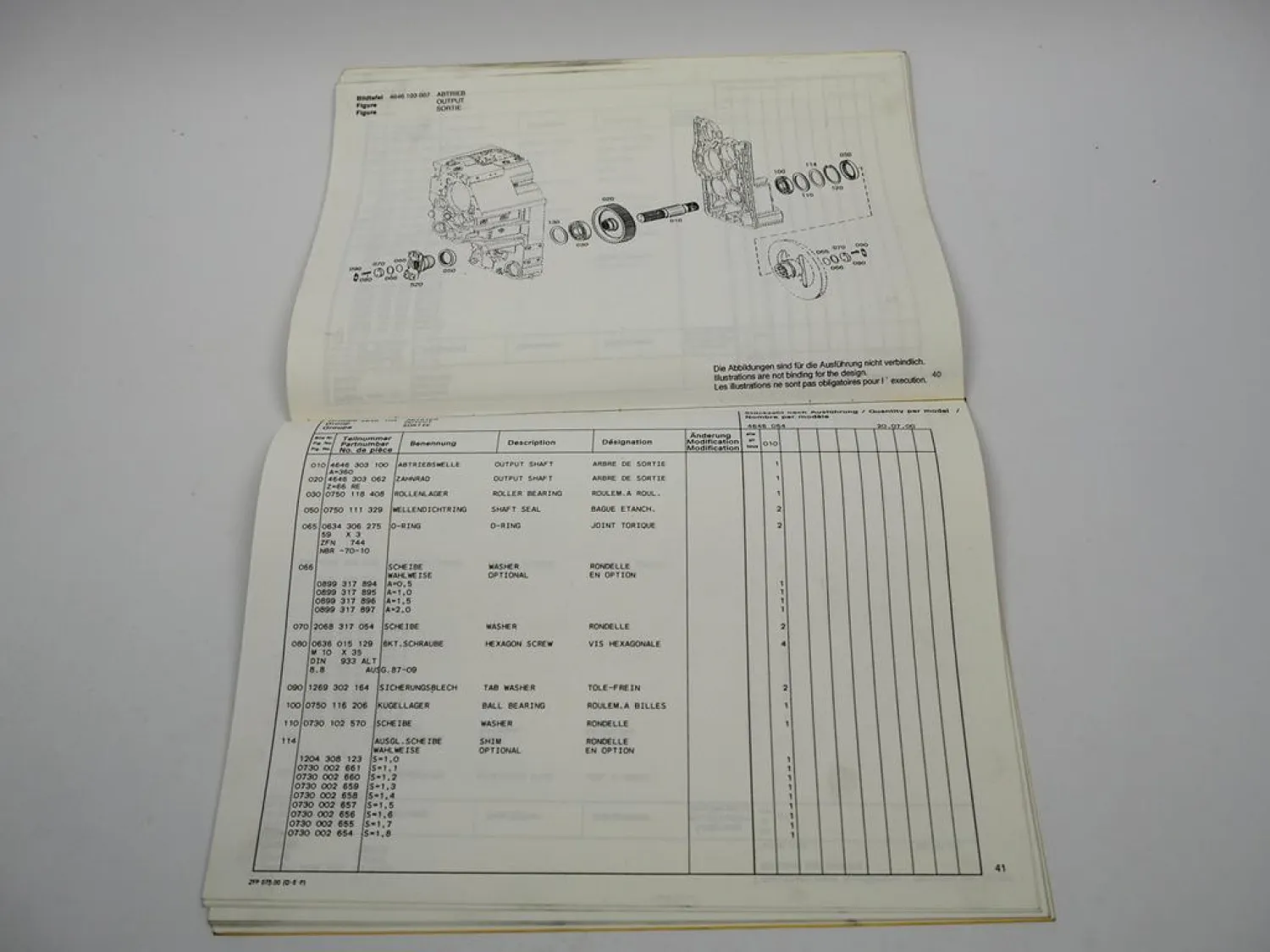 ZF 4WG-260 Hydromedia Getriebe Ersatzteilliste John Deere JCB Liebherr Kaeble 00