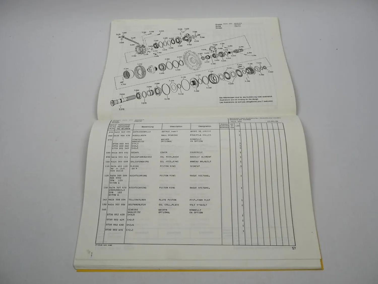 ZF 4WG-65 II Hydromedia Getriebe Ersatzteilliste Plasser & Theurer Parts List 93