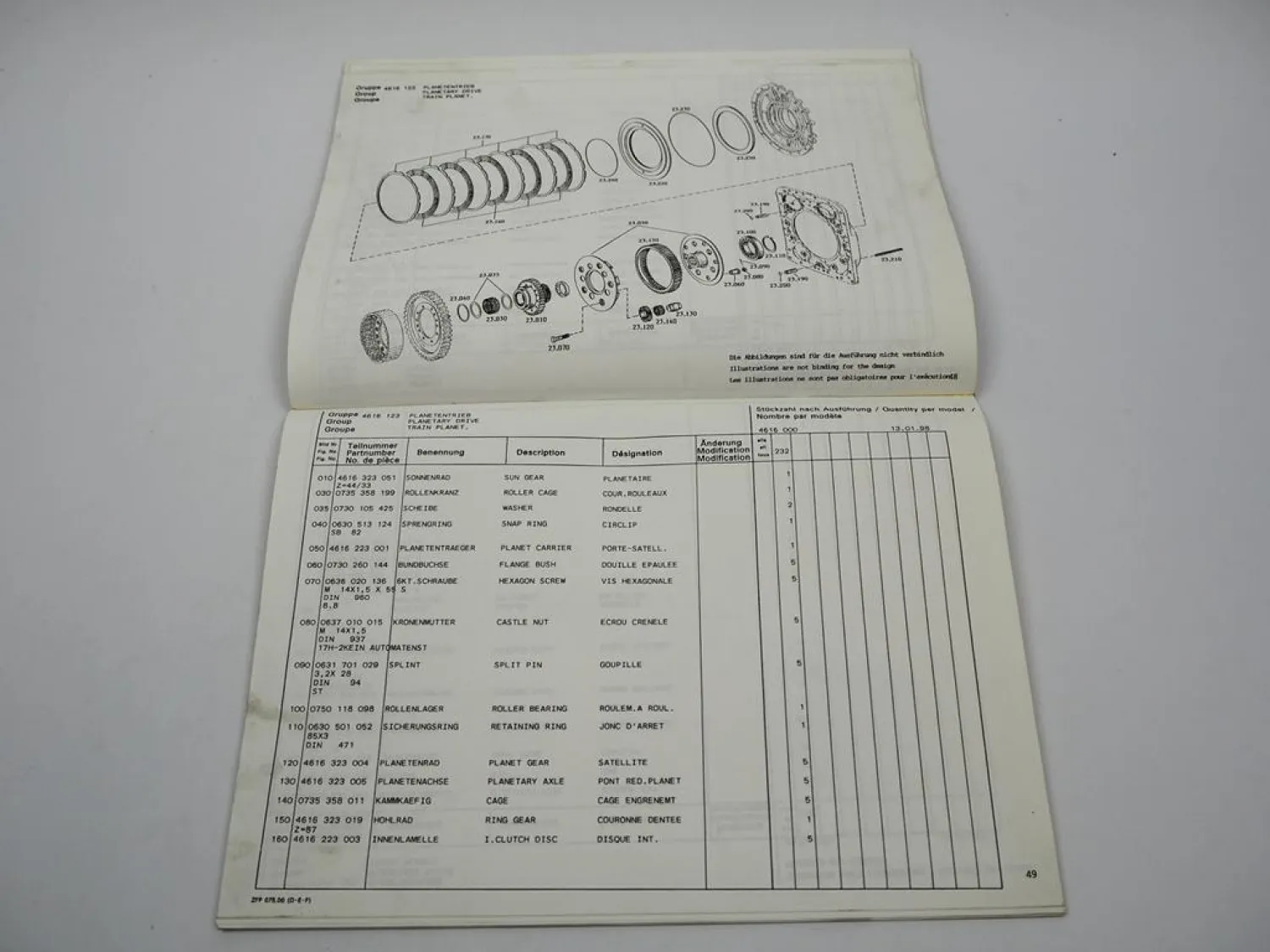 ZF 4WG-65 II Hydromedia Getriebe Ersatzteilliste Plasser & Theurer Parts List 98