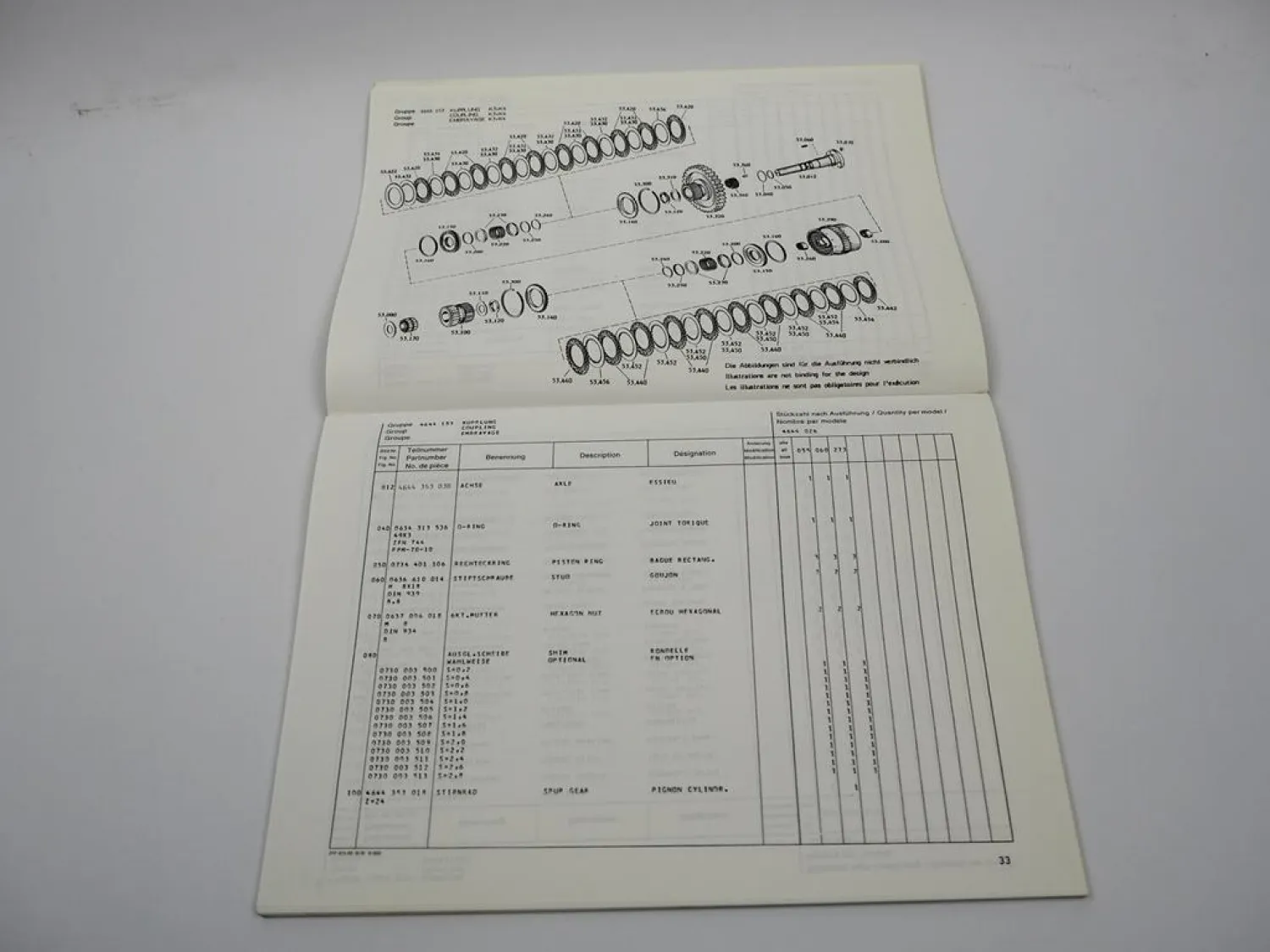 ZF 6 WG-200 Getriebe Ersatzteilliste Potain Poclain Faun O&K Parts List 07/1991