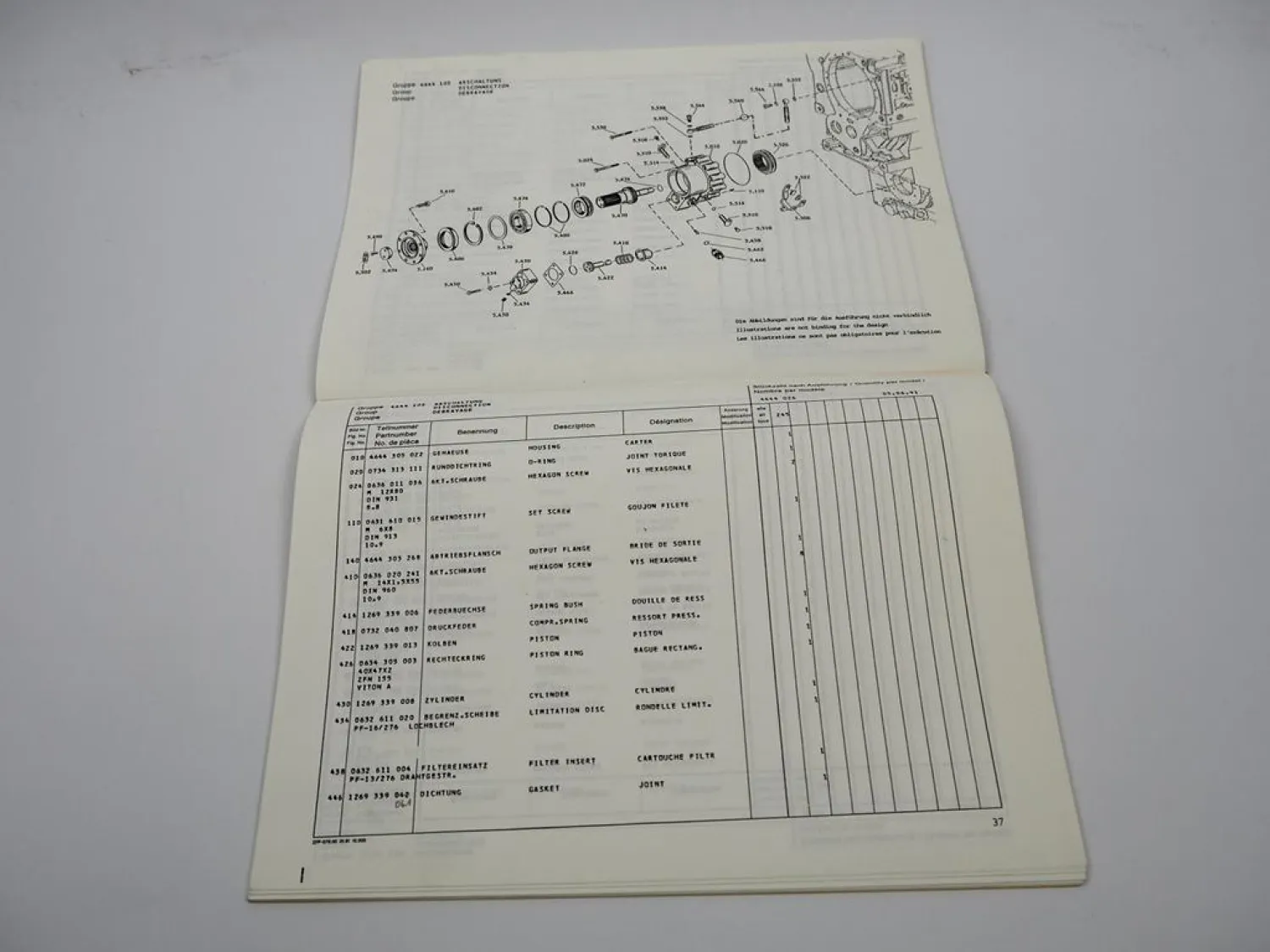 ZF 6 WG-200 Getriebe Ersatzteilliste Potain Poclain PPM Krane Parts List 6/1991