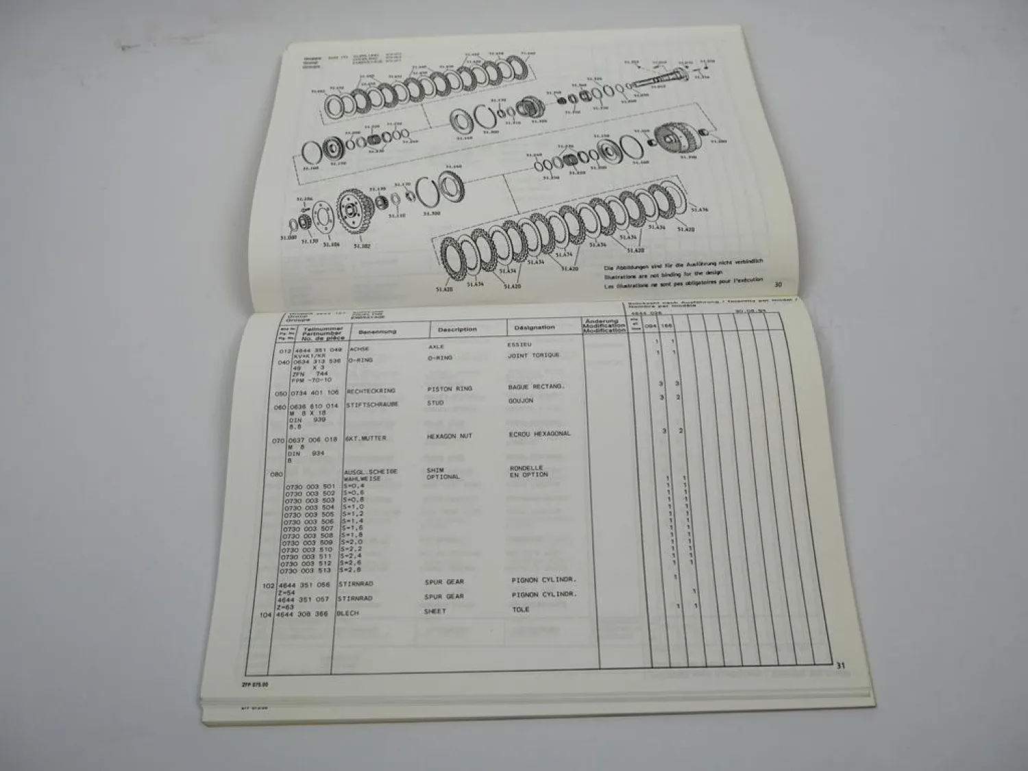 ZF 6 WG-200 Hydromediagetriebe Ersatzteilliste Mannesmann-Demag Parts List 8/94