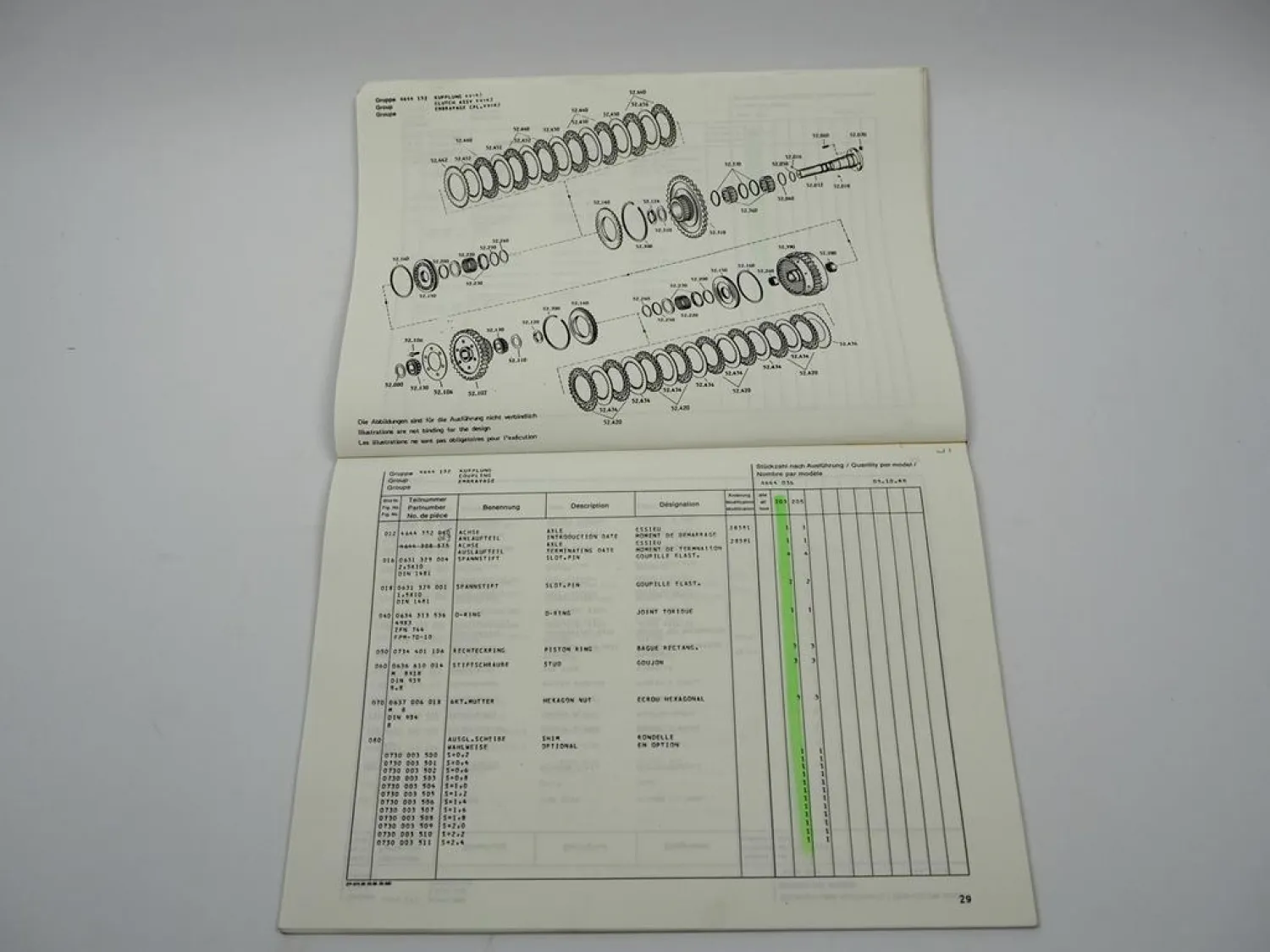 ZF 6 WG 201 Hydromedia Getriebe Ersatzteilliste Liebherr Parts List 10/1989