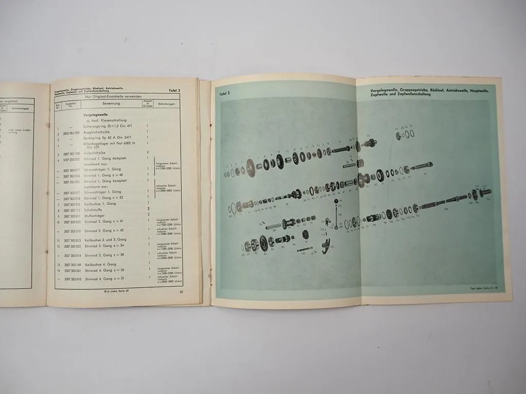 ZF A-205 A205 Schlepper Triebwerk Betriebsanleitung Ersatzteilliste 1960