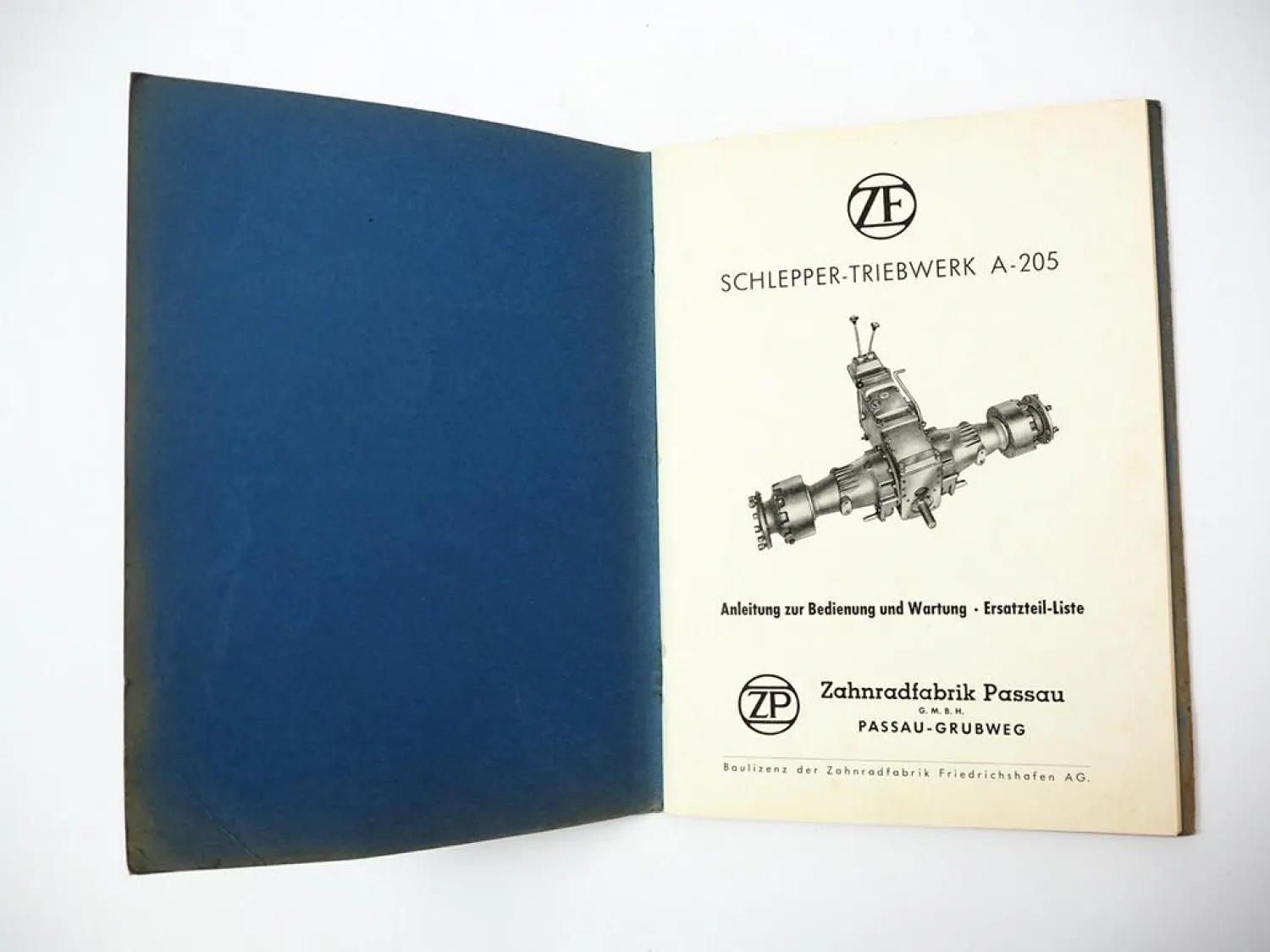 ZF A-205 A205 Schlepper Triebwerk Betriebsanleitung Ersatzteilliste 1960