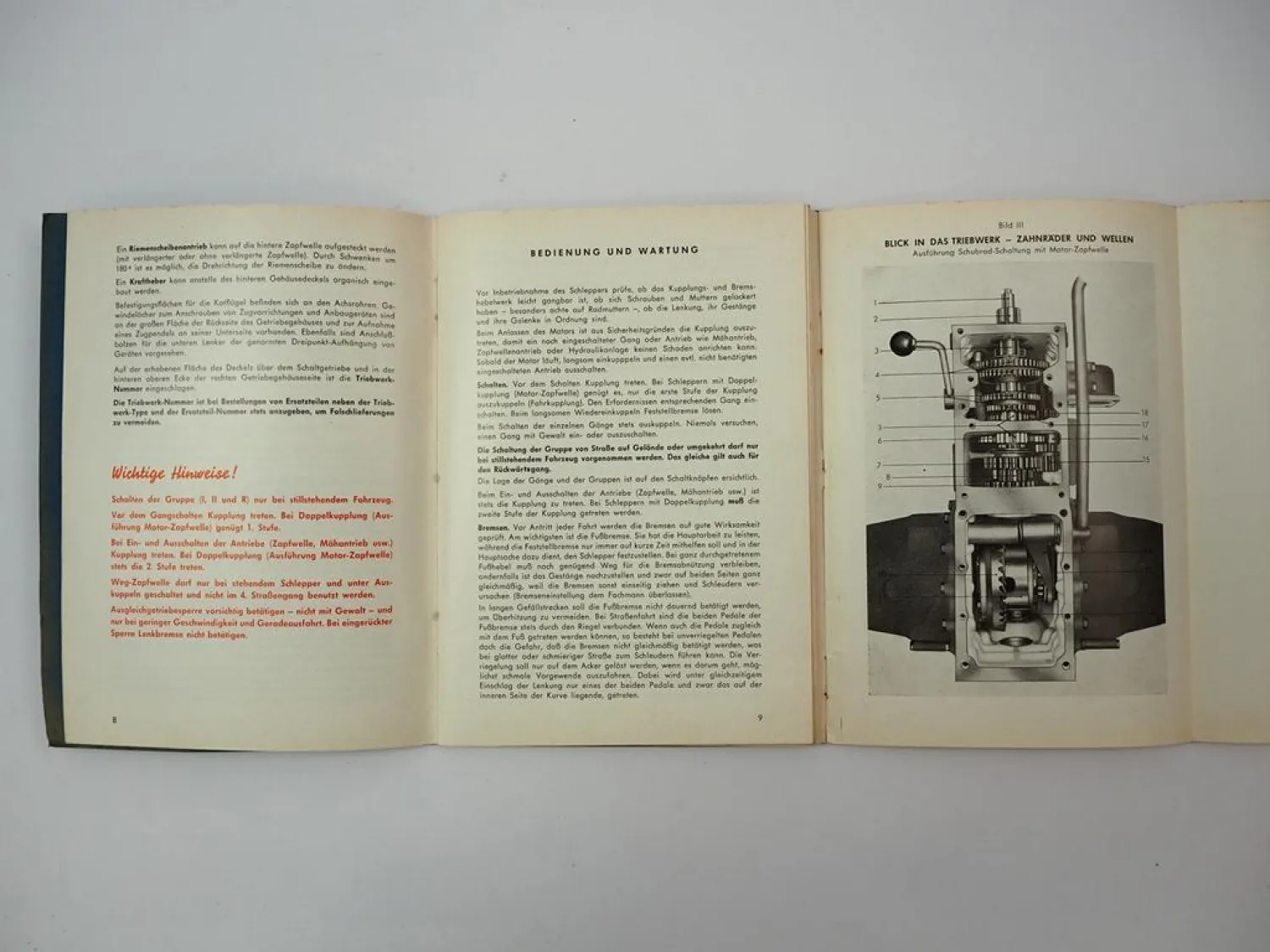 ZF A-205 A205 Schlepper Triebwerk Betriebsanleitung Ersatzteilliste 1960