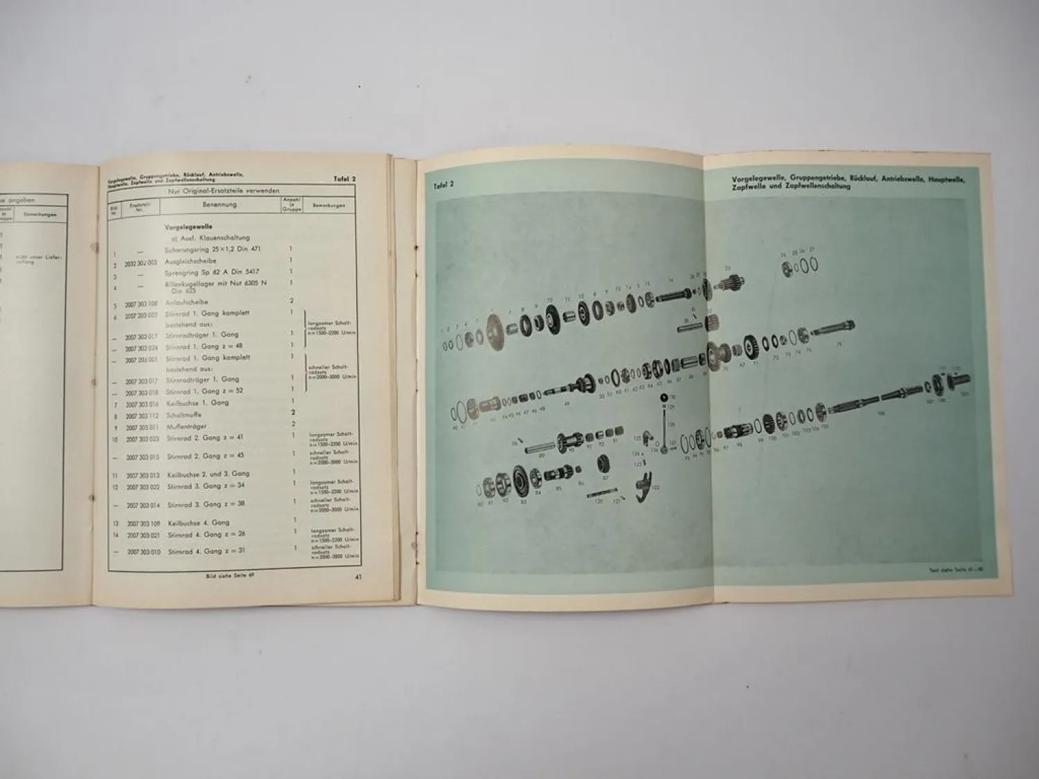 ZF A-205 A205 Schlepper Triebwerk Betriebsanleitung Ersatzteilliste 1960