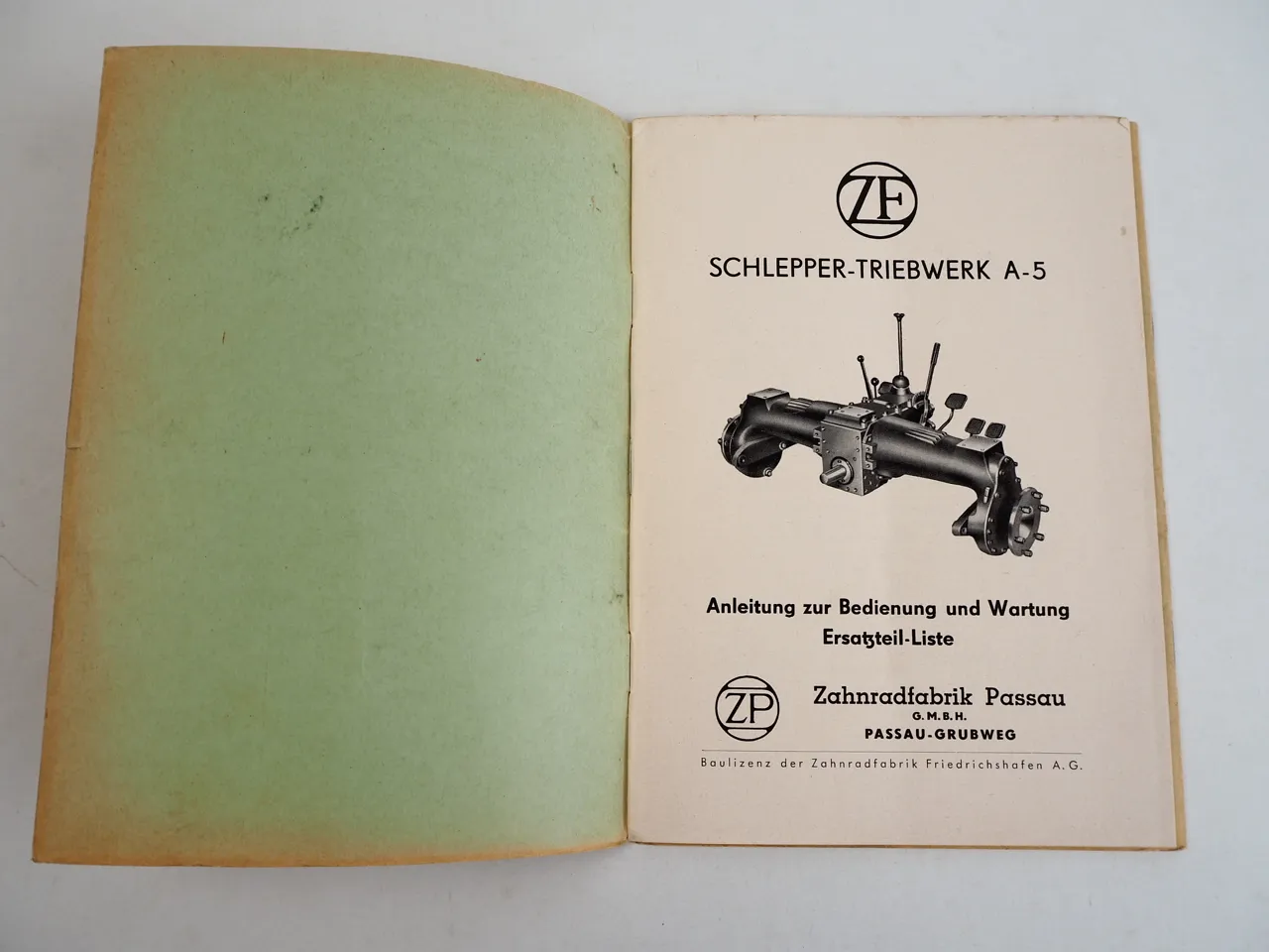 ZF A-5 A5 Betriebsanleitung Ersatzteilliste Schlepper Triebwerk Güldner Lanz