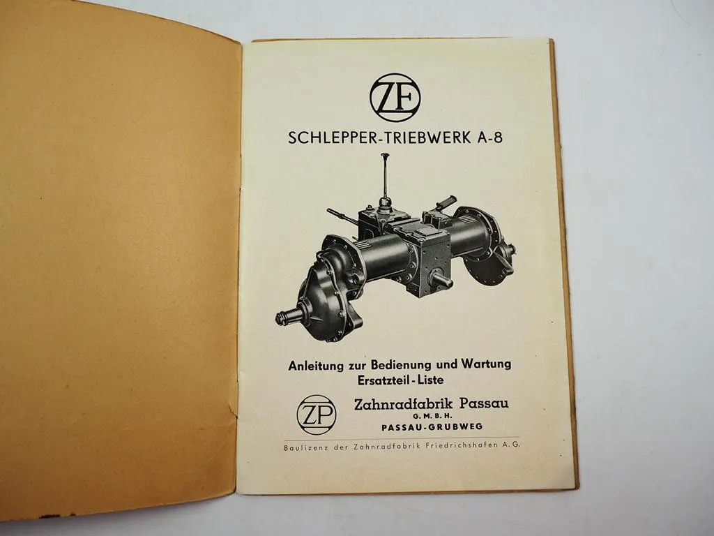 ZF A-8 Triebwerk für Schlepper Güldner Bautz Betriebsanleitung Ersatzteilliste