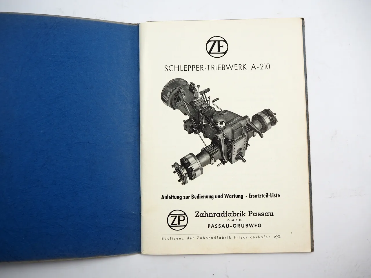 ZF A210 A-210 Schlepper Triebwerk Bedienungsanleitung Ersatzteilliste 1960