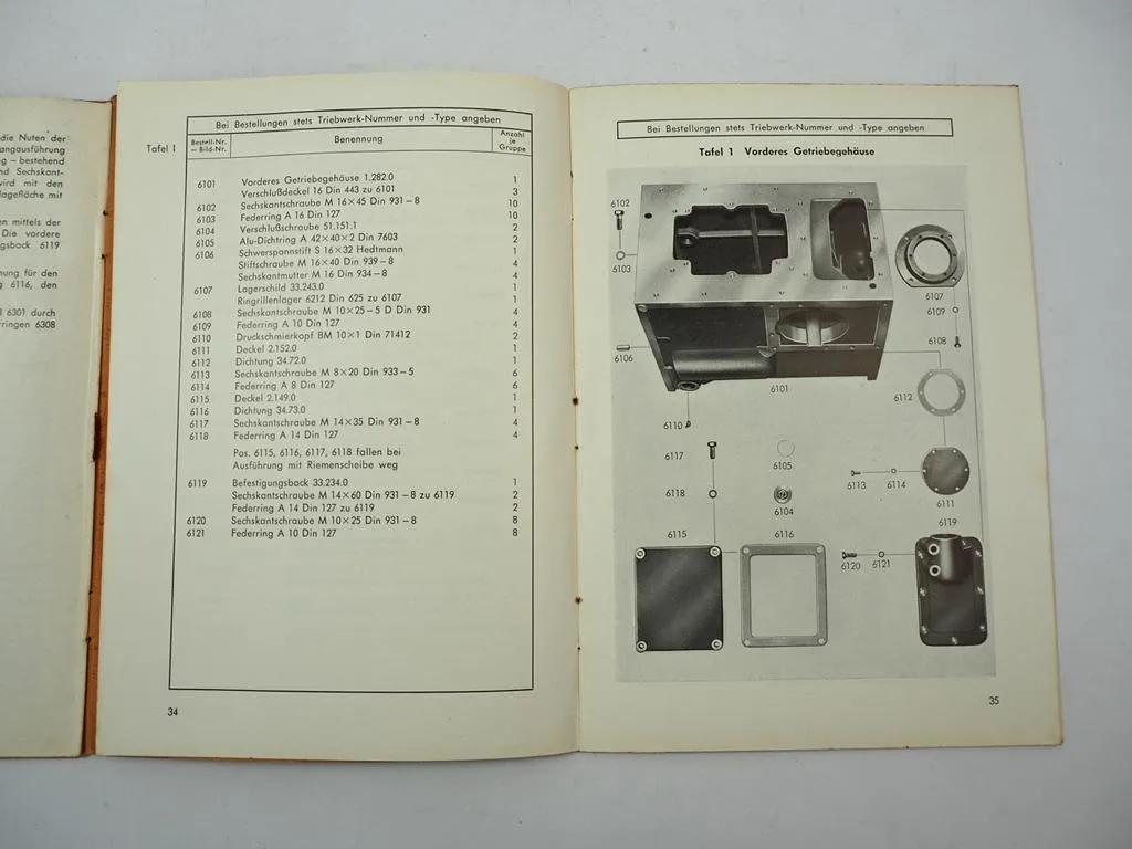ZF A26 A-26 Getriebe Schleppertriebwerk Betriebsanleitung Ersatzteilliste 1954