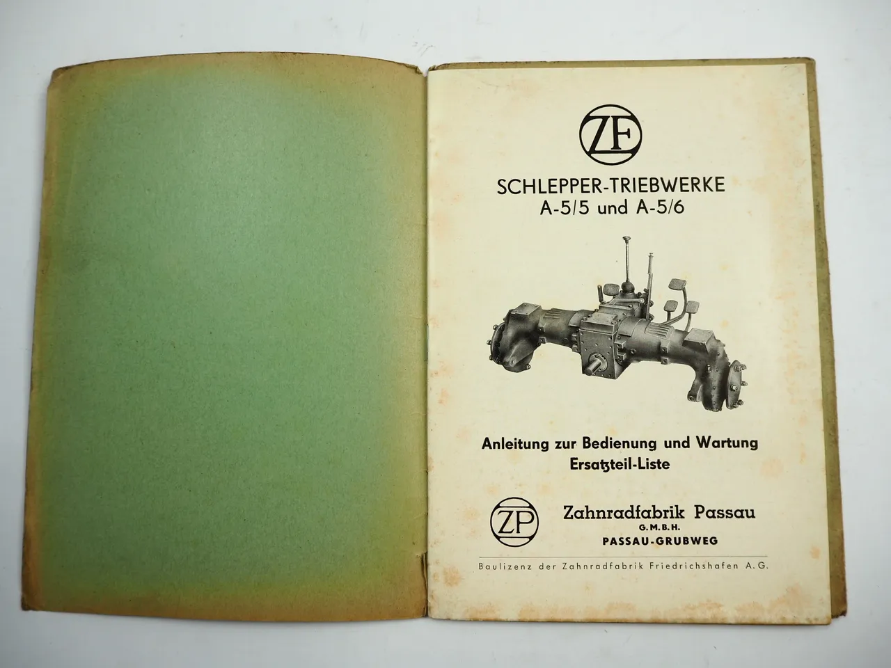 ZF A5/5 A5/6 Schlepper Triebwerk Bedienungsanleitung Ersatzteilliste 1956