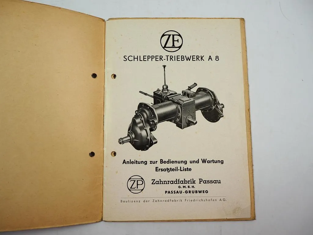 ZF A-8 Getriebe für Schlepper Güldner Bautz Betriebsanleitung Ersatzteilliste