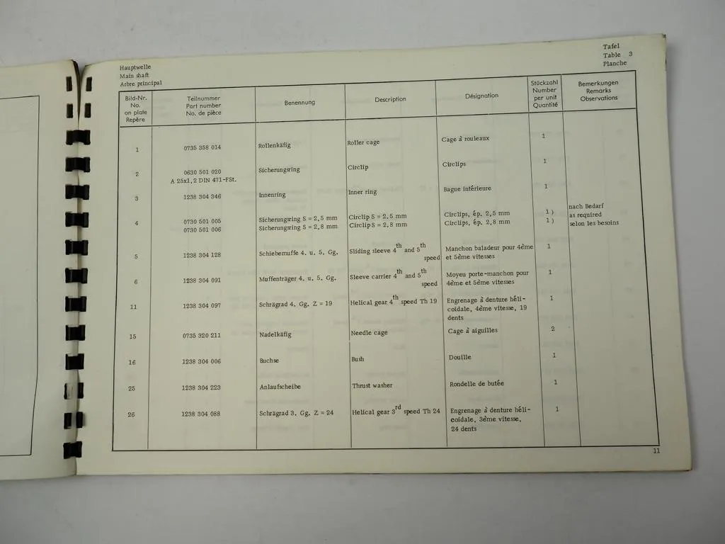 ZF AK5 - 35.2 Getriebe Ersatzteilliste Spare Parts List 1972